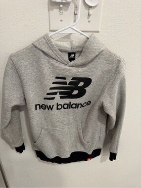 New Balance Gray Hoodie with Black Logo - Kids Pullover